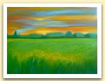 Clementina Macetti, Tramonto su grano, olio su tela.jpg
