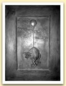 Pazza mucca, gesso e resina su legno cm 71x52, 2007.JPG