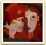 Che bel pesce signora Medea, 1999, acrilico su tela, cm 50x50.jpg